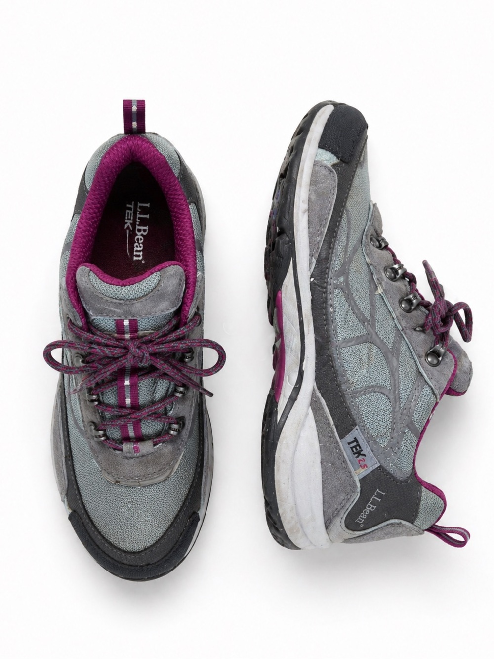 L.L.Bean Tek 2.5 Trail Hiking Shoes Outdoor Sneakers Gray Pink Lace Up Size 8.5
